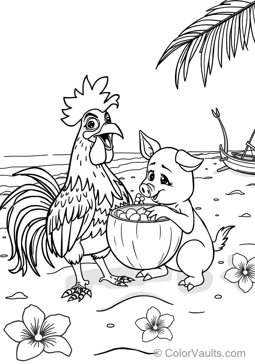 Heihei the Silly Rooster and Pua the Cute Pig Playing (Scene 27)