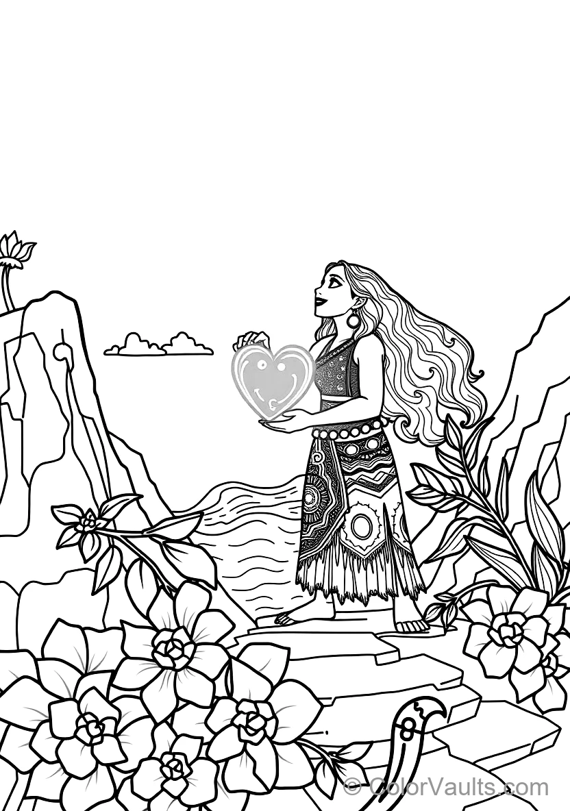 Moana Holding the Glowing Green Heart of Te Fiti (Scene 15)