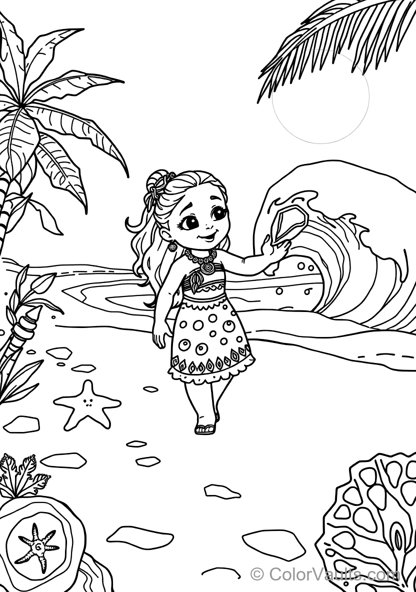 Baby Moana Walking on the Beach As the Living Ocean (Scene 41)