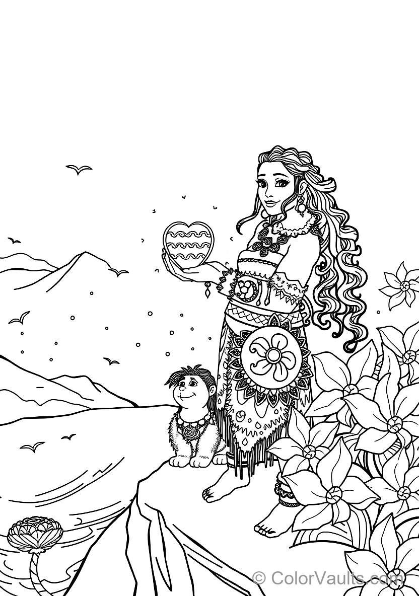 Moana Holding the Glowing Green Heart of Te Fiti (Scene 23)