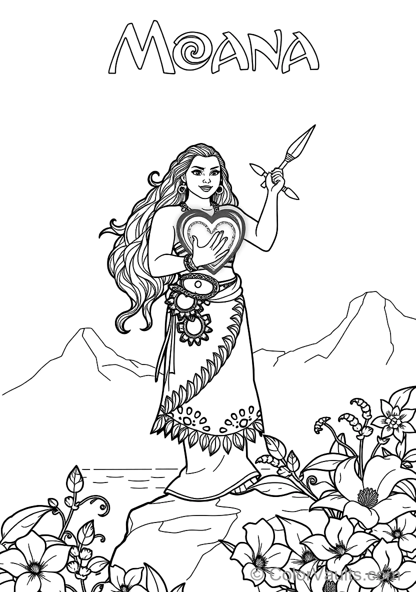 Moana Holding the Glowing Green Heart of Te Fiti (Scene 27)