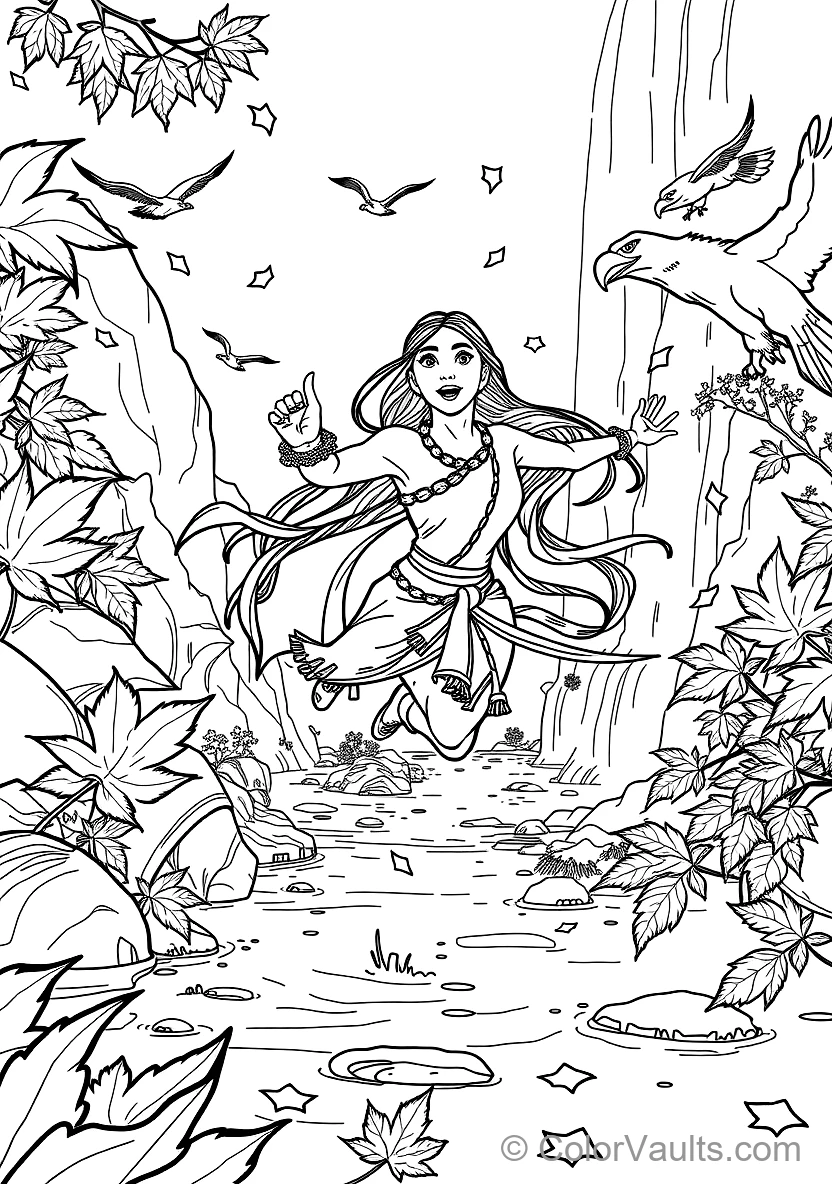Pocahontas Running mit Outstretched Arms Through
