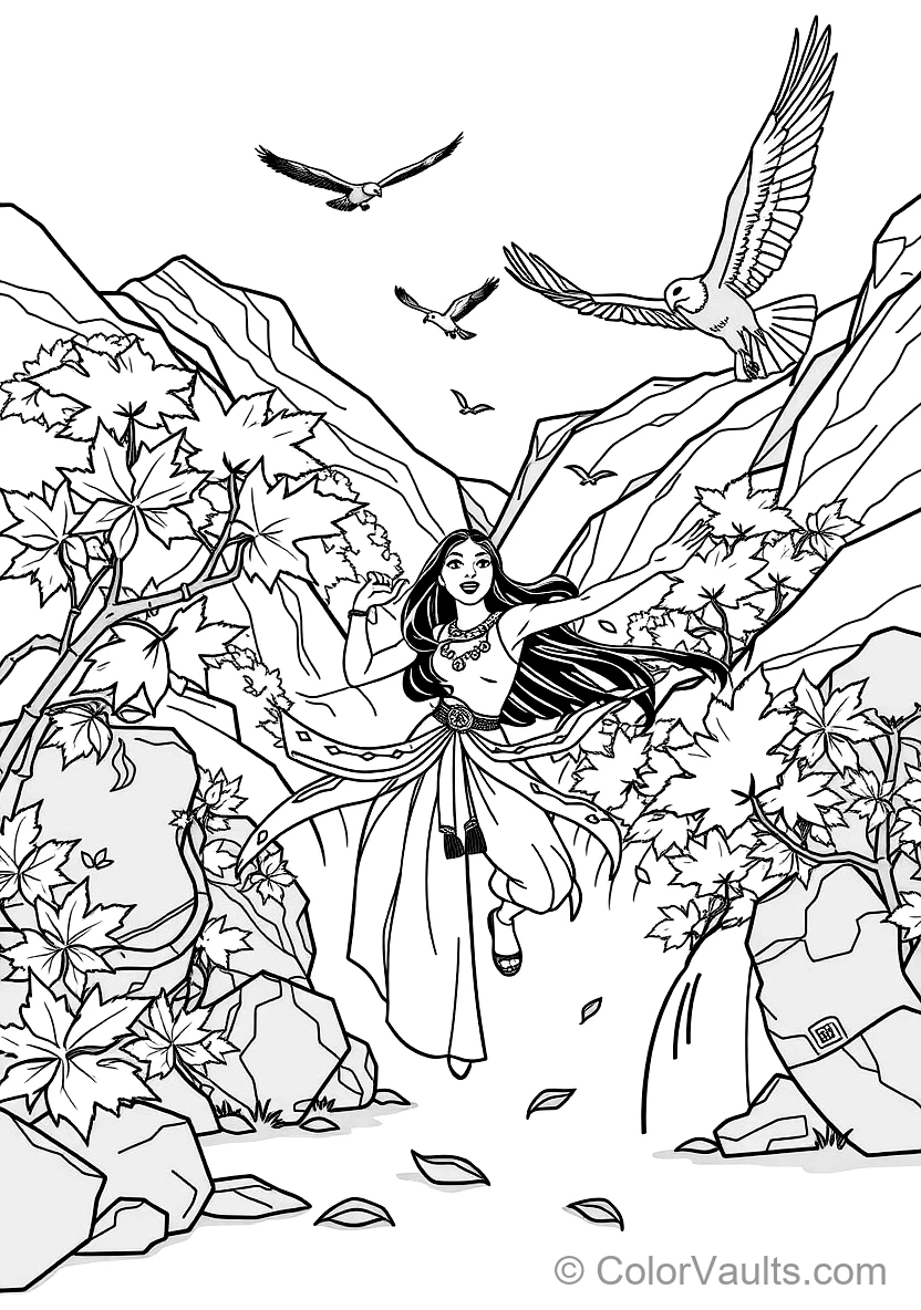 Pocahontas Running mit Outstretched Arms Through (Scene 4)