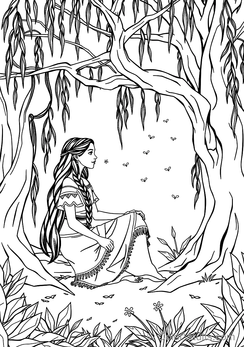 Pocahontas Sitting mit Wise Grandmother Willow