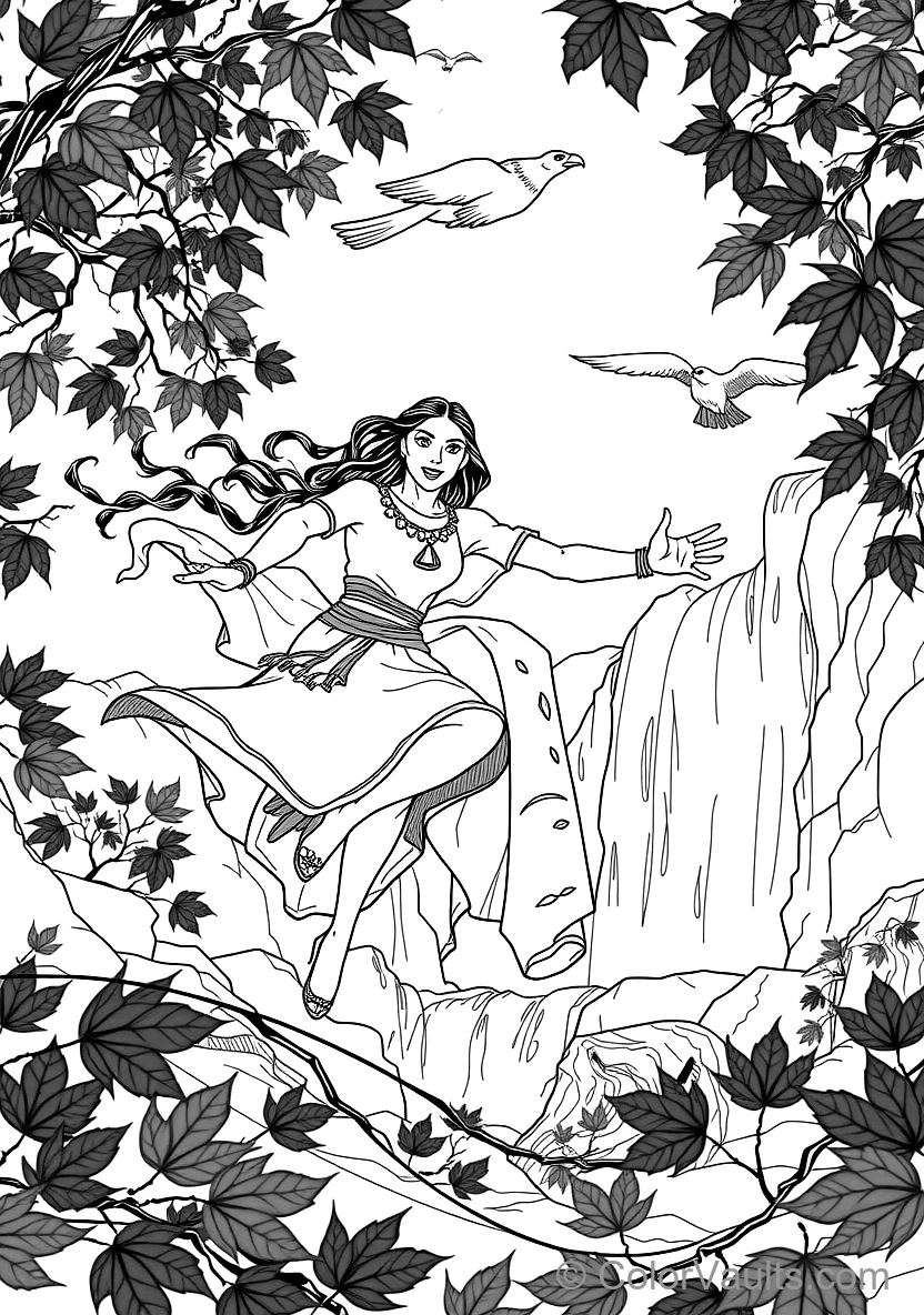 Pocahontas Running mit Outstretched Arms Through (Scene 7)