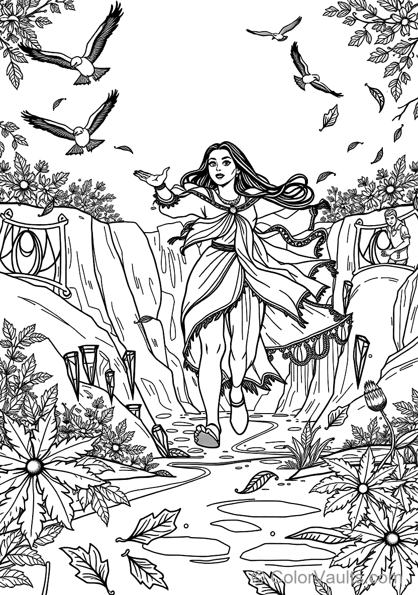 Pocahontas Running with Outstretched Arms Through (Scene 11)