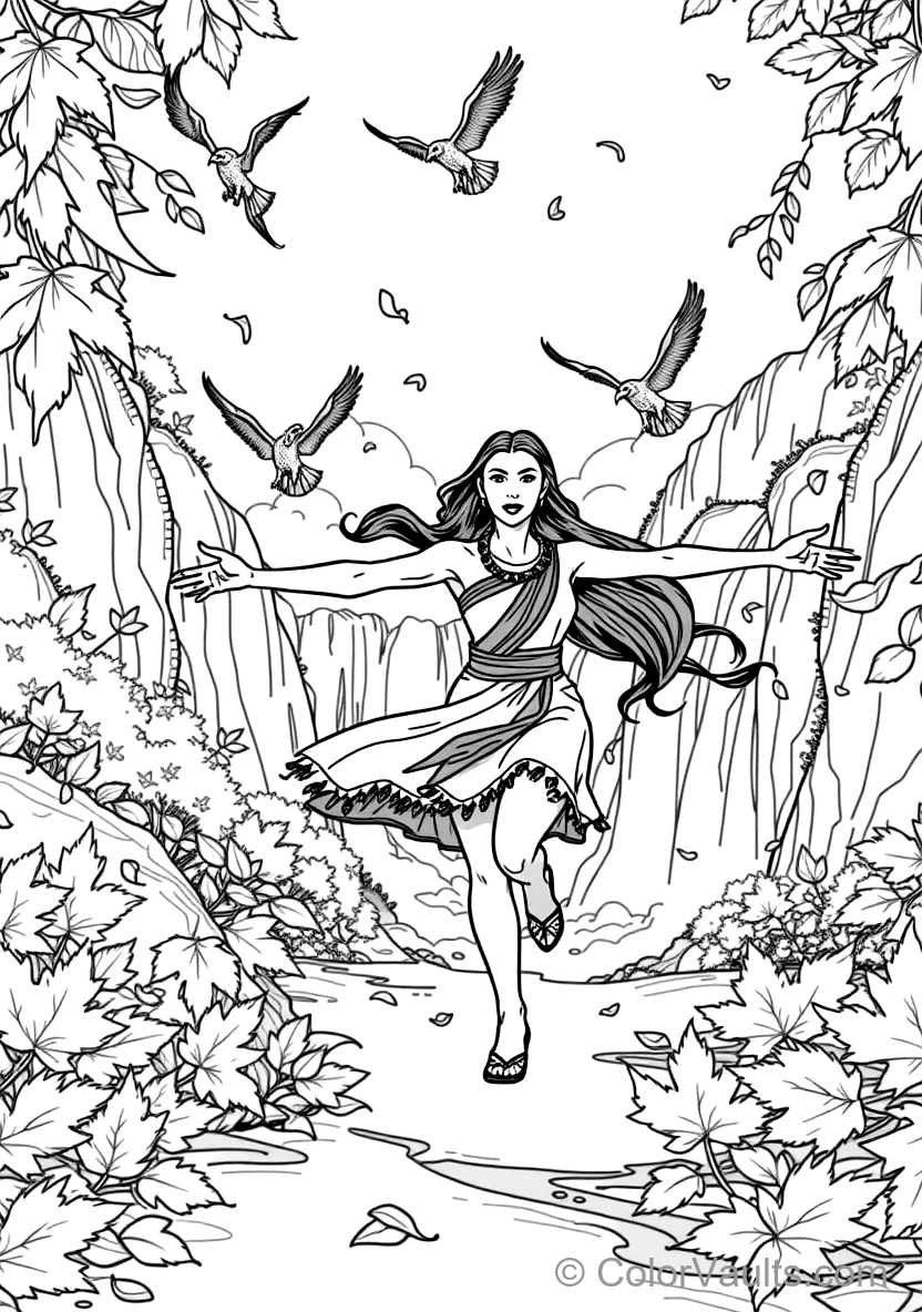 Pocahontas Running mit Outstretched Arms Through (Scene 13)