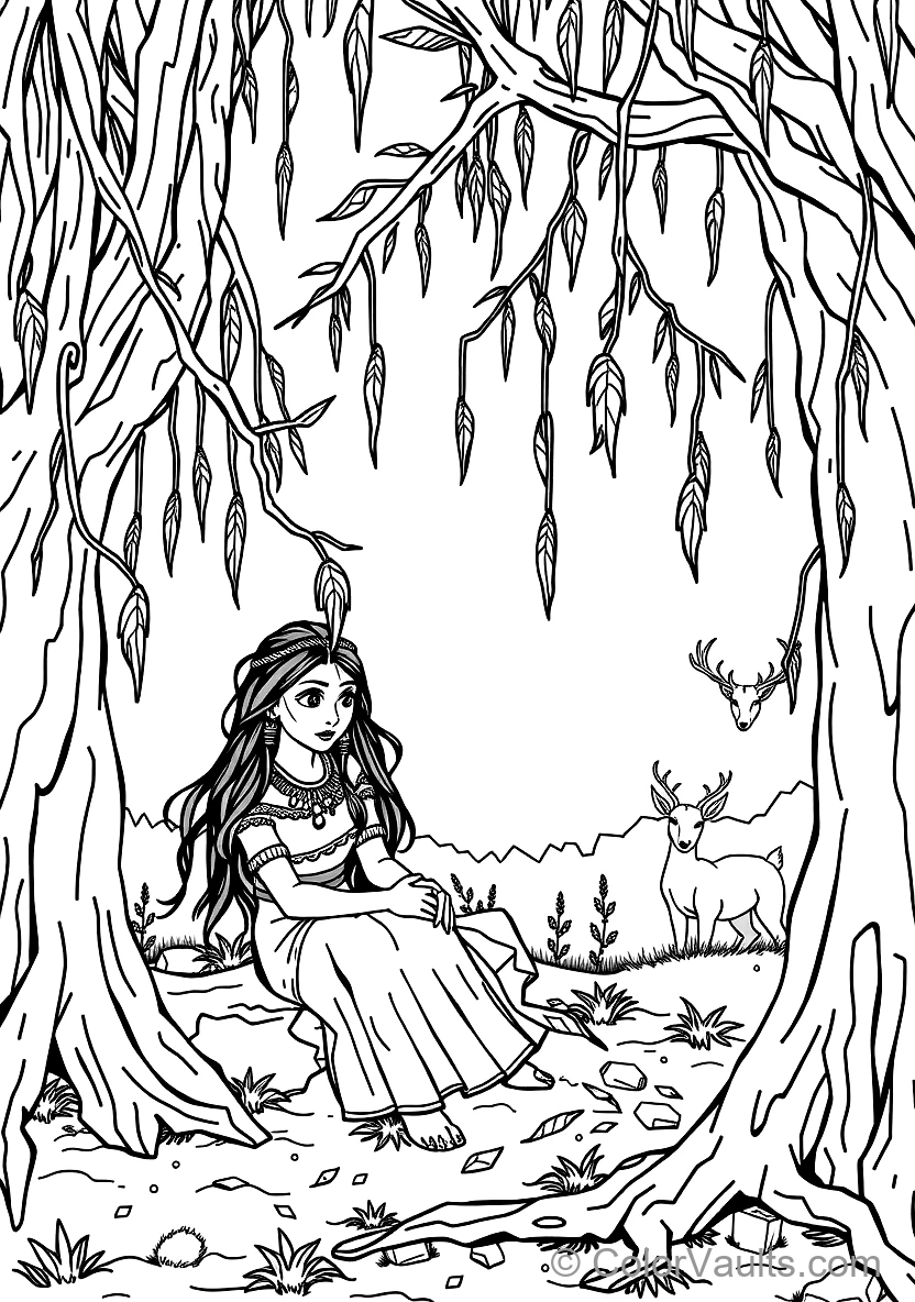 Pocahontas Sitting mit Wise Grandmother Willow (Scene 9)
