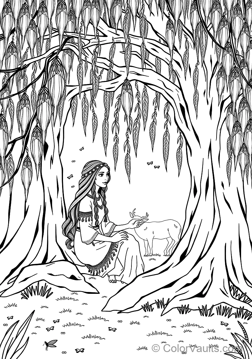 Pocahontas Sitting with Wise Grandmother Willow (Scene 11)