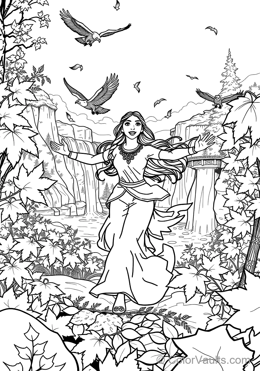 Pocahontas Running mit Outstretched Arms Through (Scene 18)