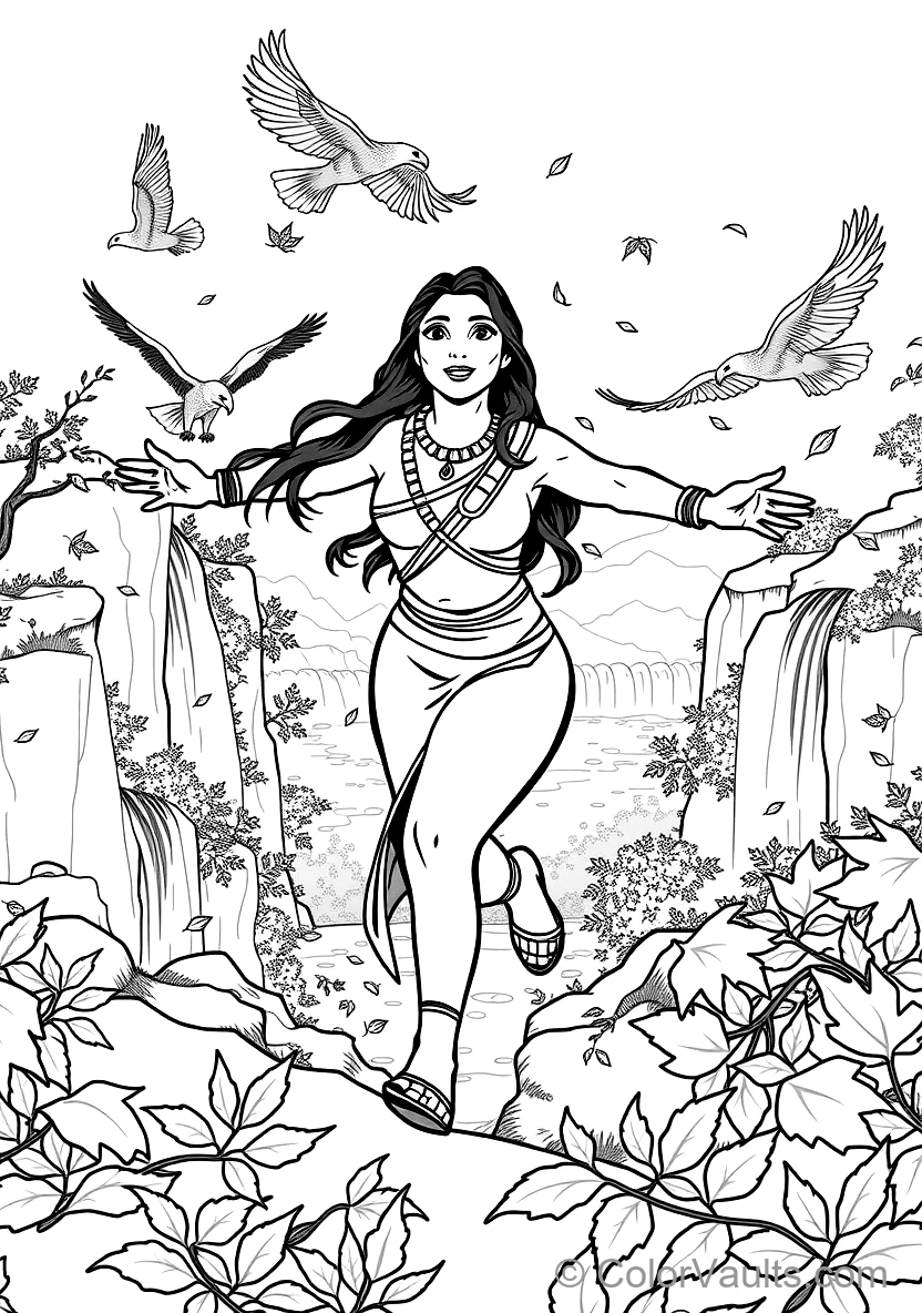 Pocahontas Running mit Outstretched Arms Through (Scene 20)