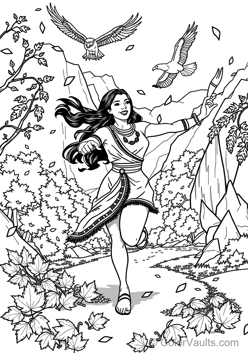 Pocahontas Running with Outstretched Arms Through (Scene 22)