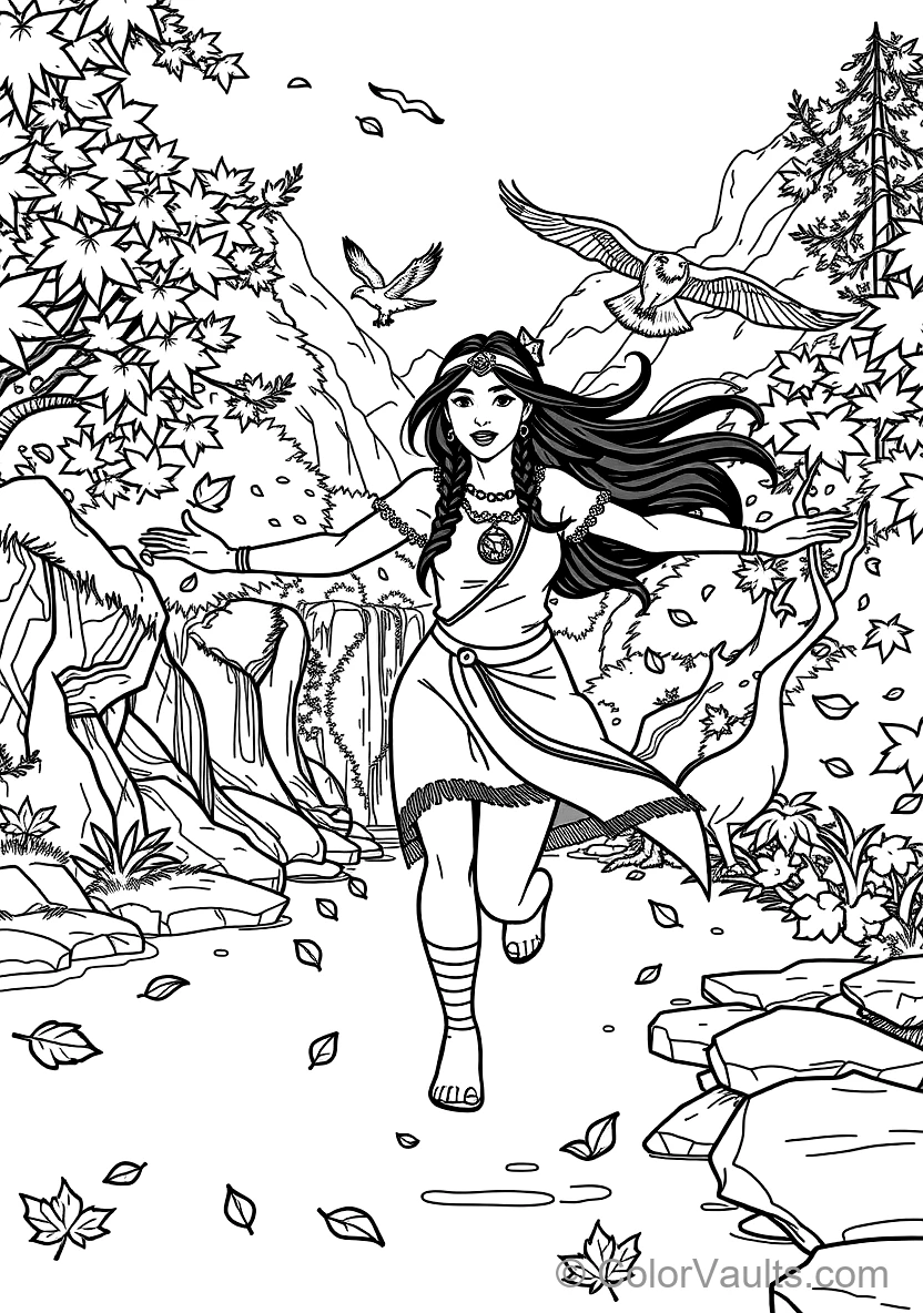 Pocahontas Running mit Outstretched Arms Through (Scene 24)