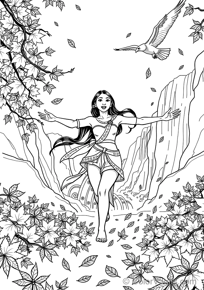 Pocahontas Running with Outstretched Arms Through (Scene 28)