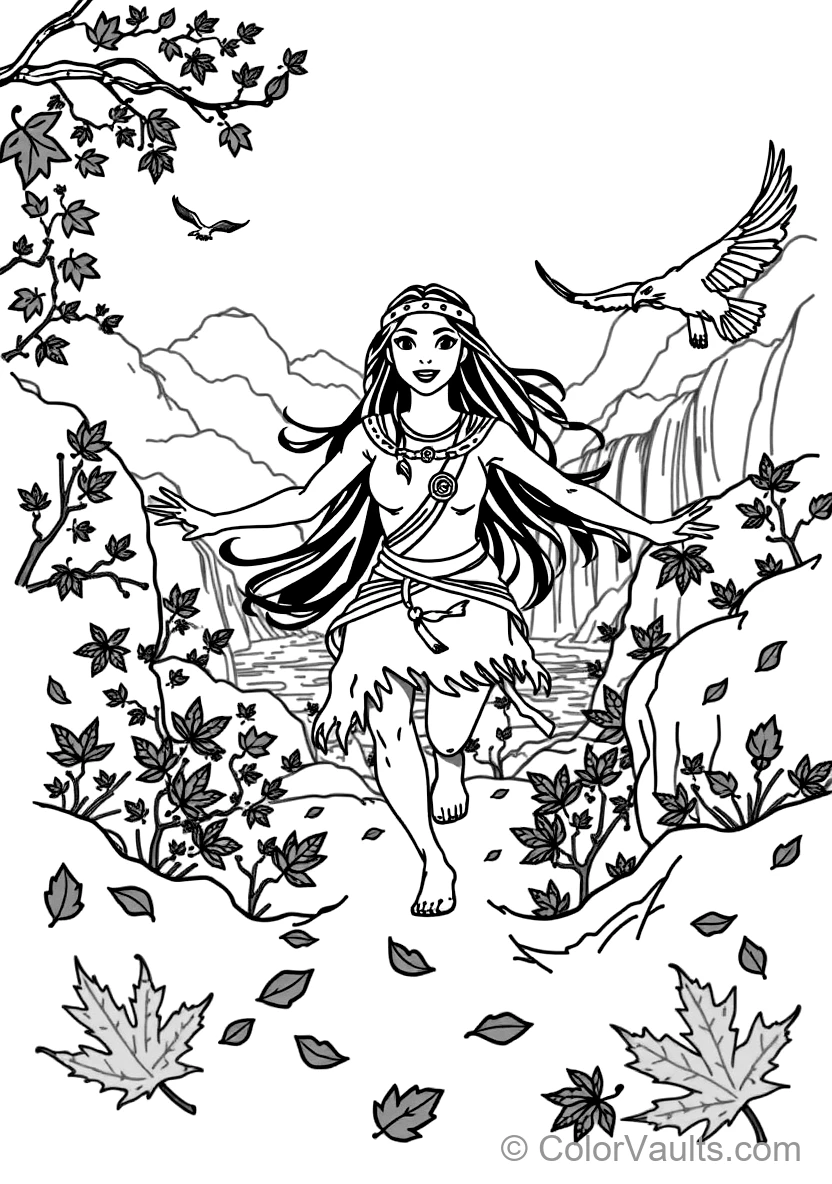 Pocahontas Running mit Outstretched Arms Through (Scene 30)