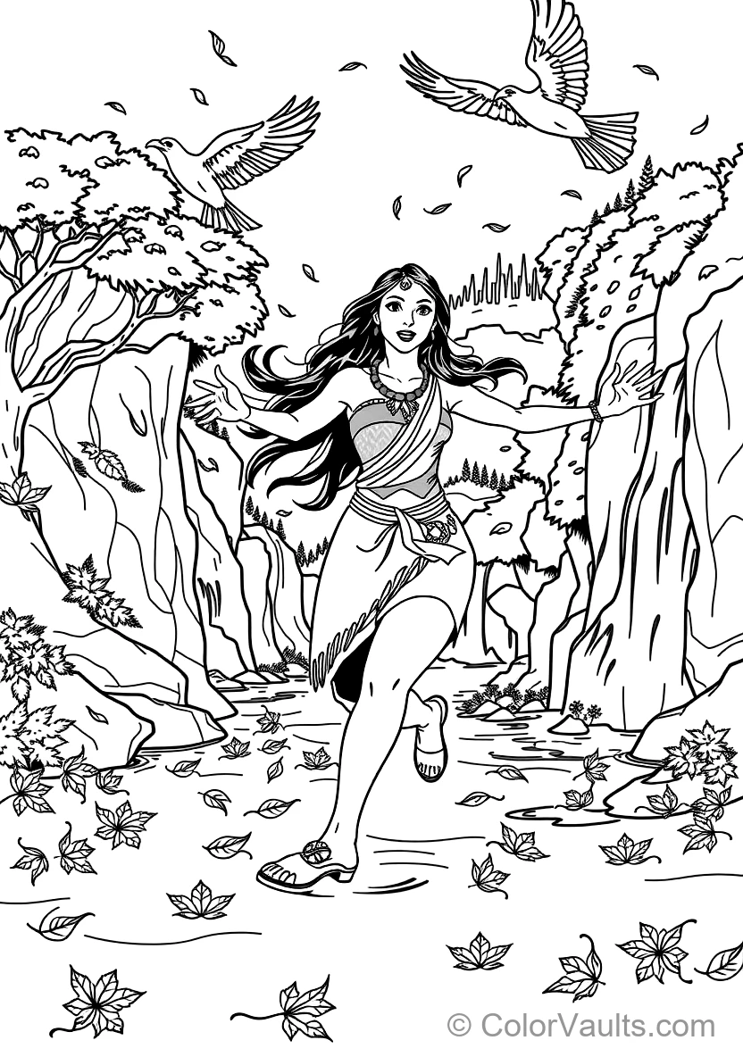Pocahontas Running mit Outstretched Arms Through (Scene 32)