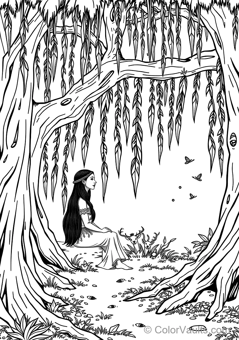 Pocahontas Sitting with Wise Grandmother Willow (Scene 13)