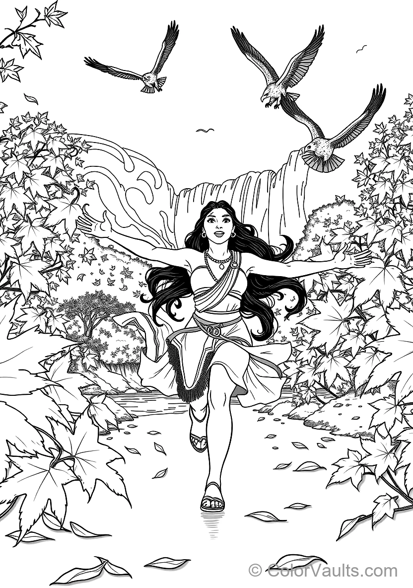 Pocahontas Running mit Outstretched Arms Through (Scene 34)