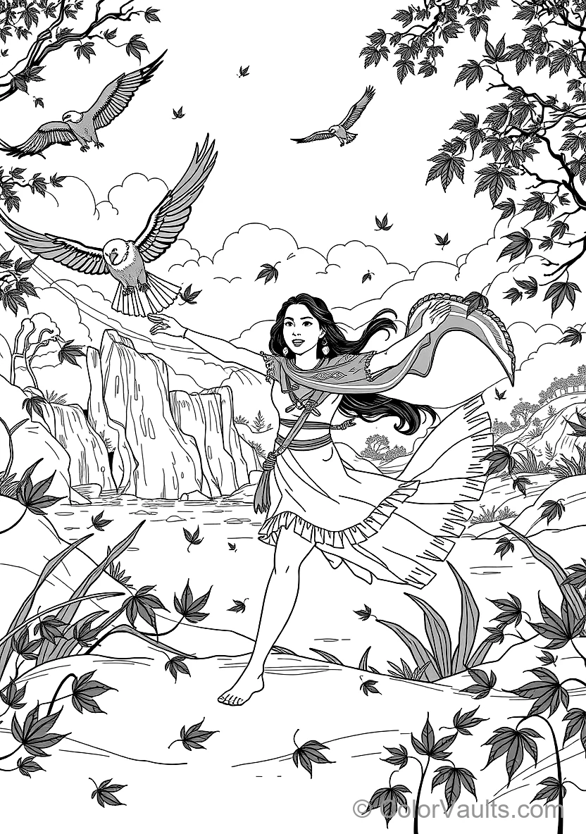 Pocahontas Running mit Outstretched Arms Through (Scene 38)