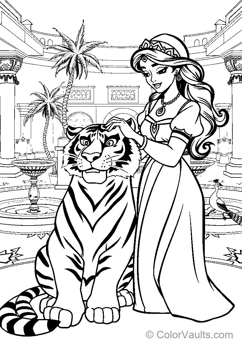Princess In Palace With Tiger