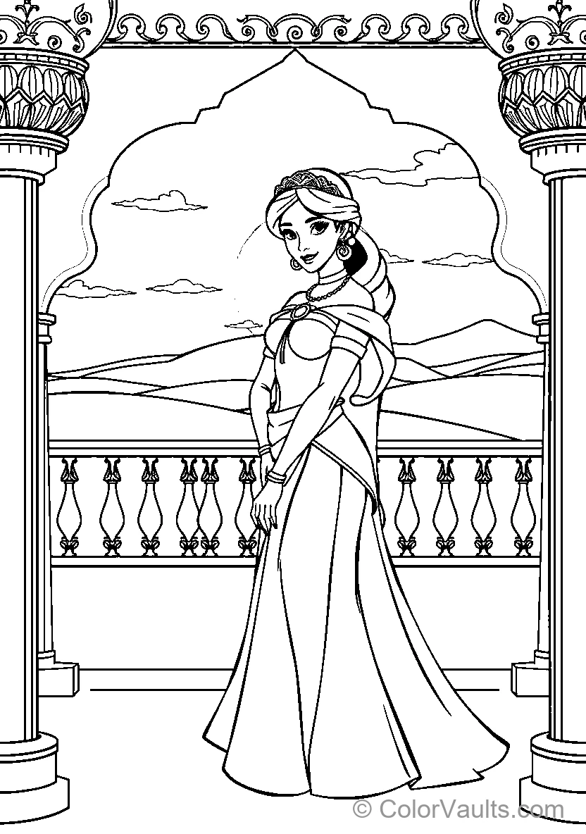Princess In A Gown On An Outdoor Balcony
