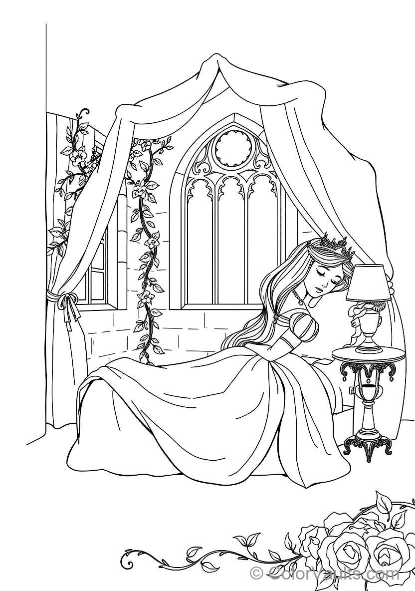 Aurora Sleeping Peacefully in the Enchanted Castle Tower (5)