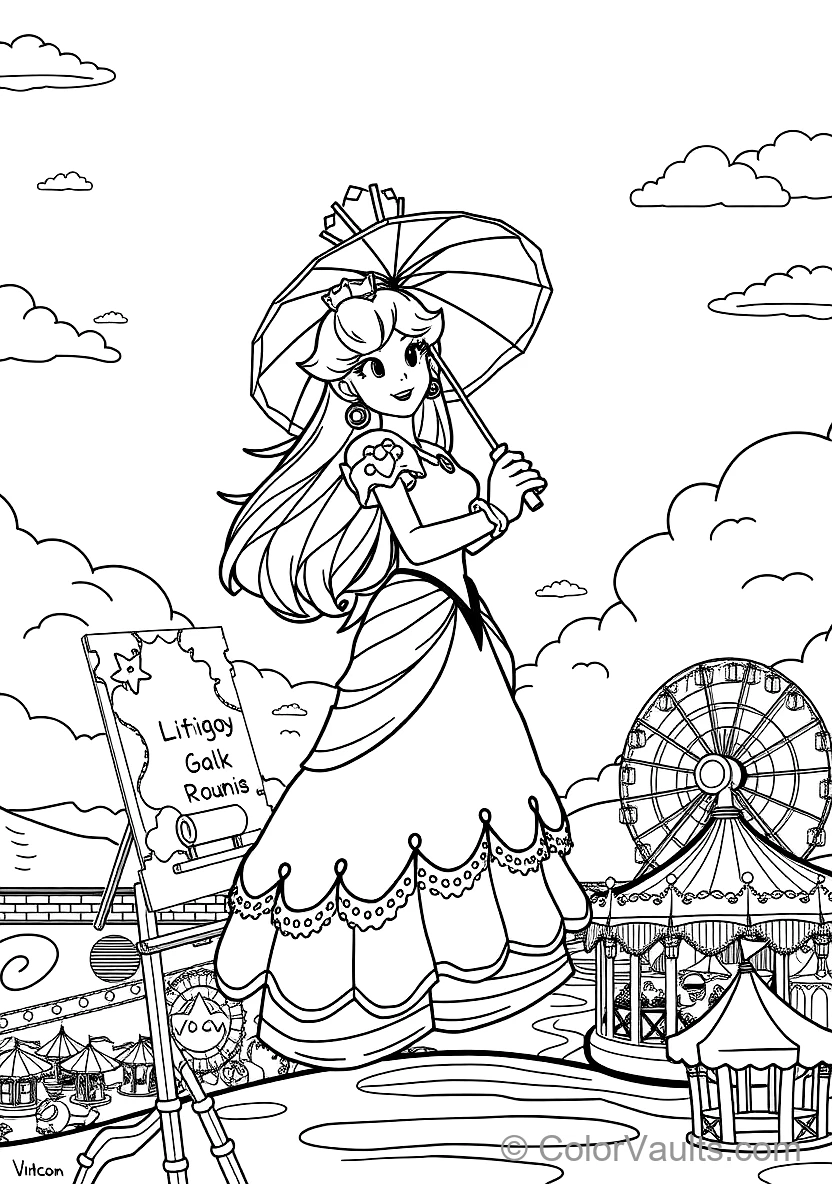 Princess Peach mit Parasol in Flower Garden (5)