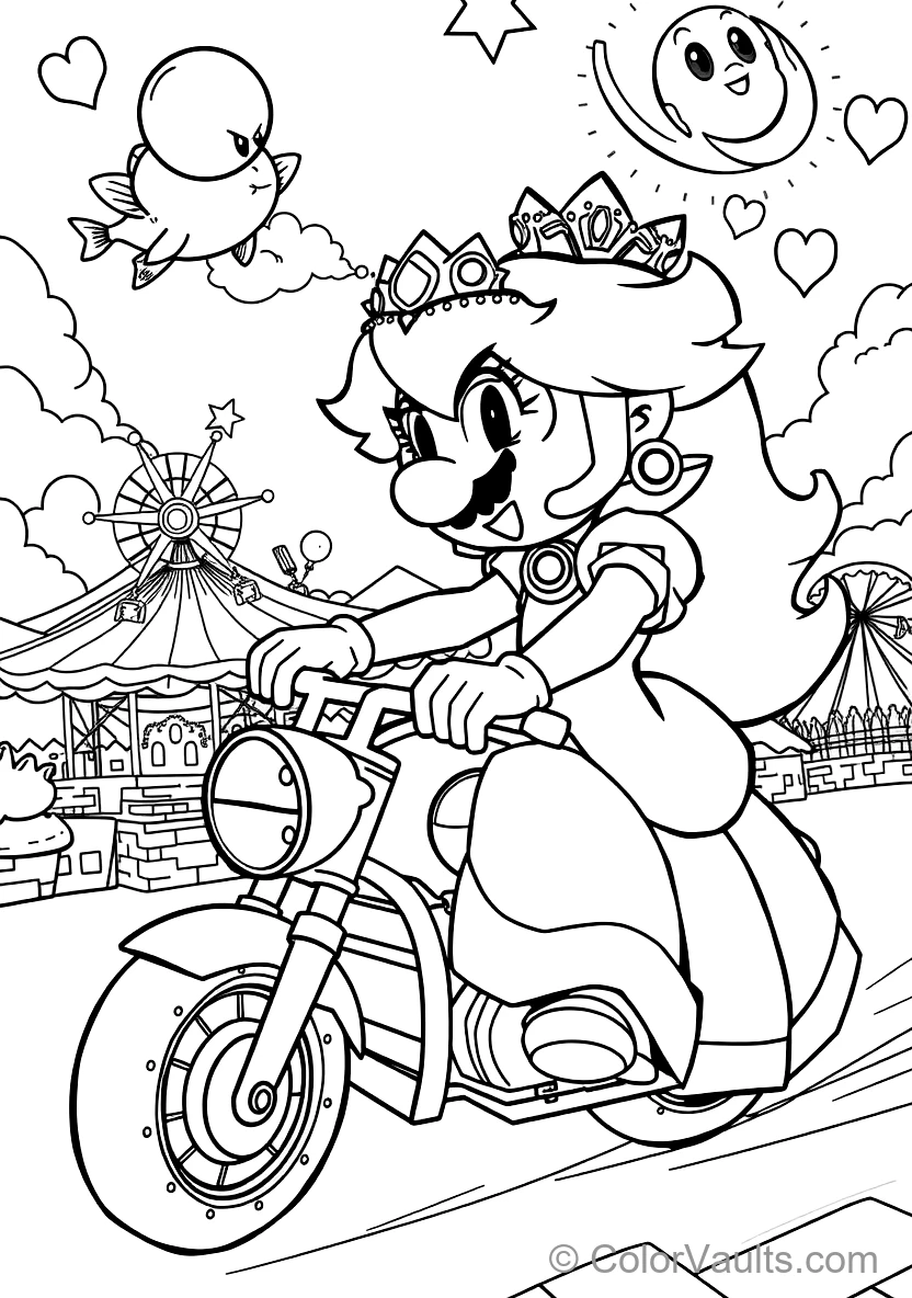 Princess Peach Racing on Her Pink Motorbike (5)