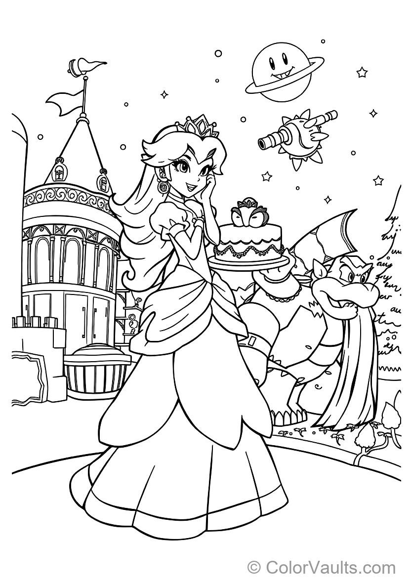 Princess Peach Crowned with Golden Crown and Sapphire (5)