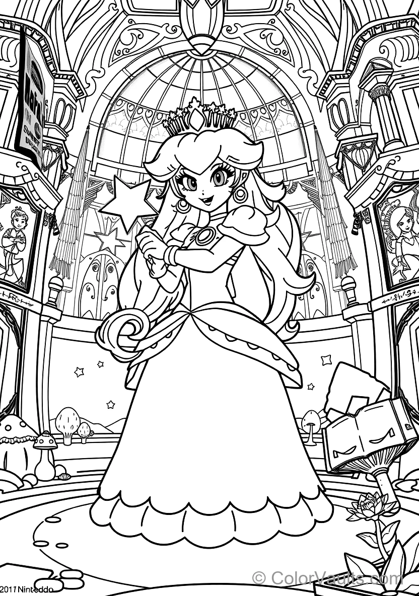 Princess Peach with Parasol in Flower Garden (6)