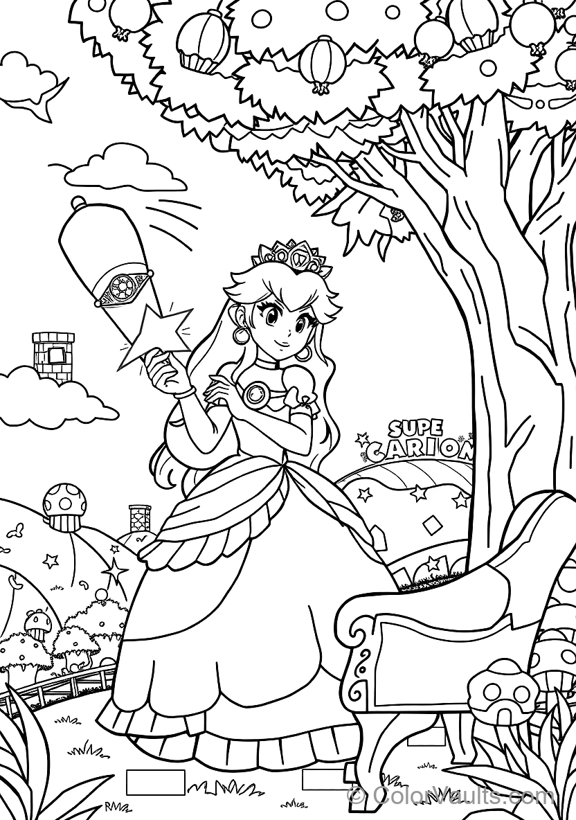 Princess Peach Waving Gracefully from Balcony (6)