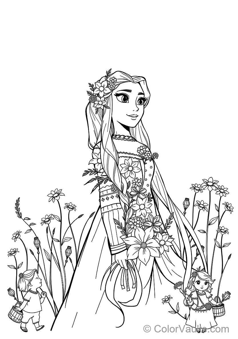Rapunzel with Her Hair Braided with Hundreds (Scene 5)