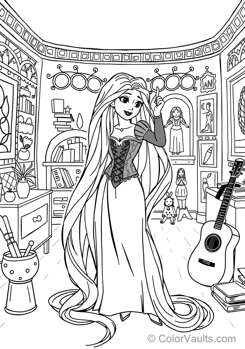 Rapunzel in Her Purple Corset Dress Brushing Her (Scene 11)
