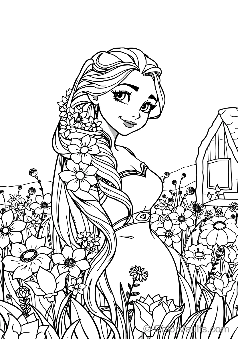 Rapunzel with Her Hair Braided with Hundreds (Scene 7)