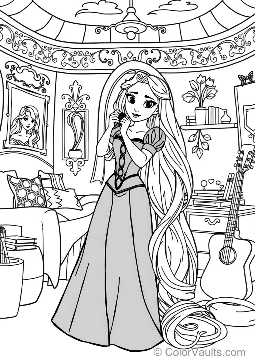 Rapunzel in Her Purple Corset Dress Brushing Her (Scene 17)