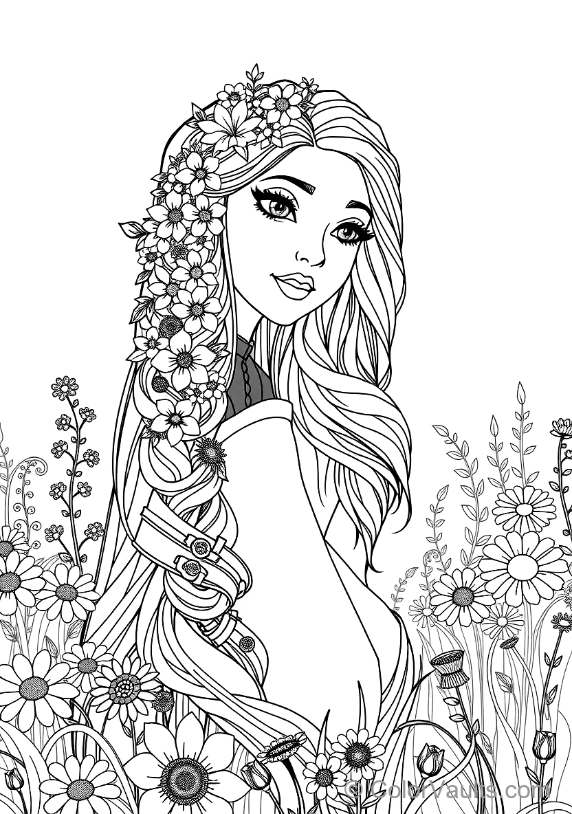 Rapunzel with Her Hair Braided with Hundreds (Scene 11)