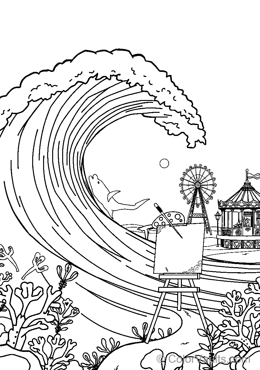 Dolphins & Coral Reefs coloring page 2