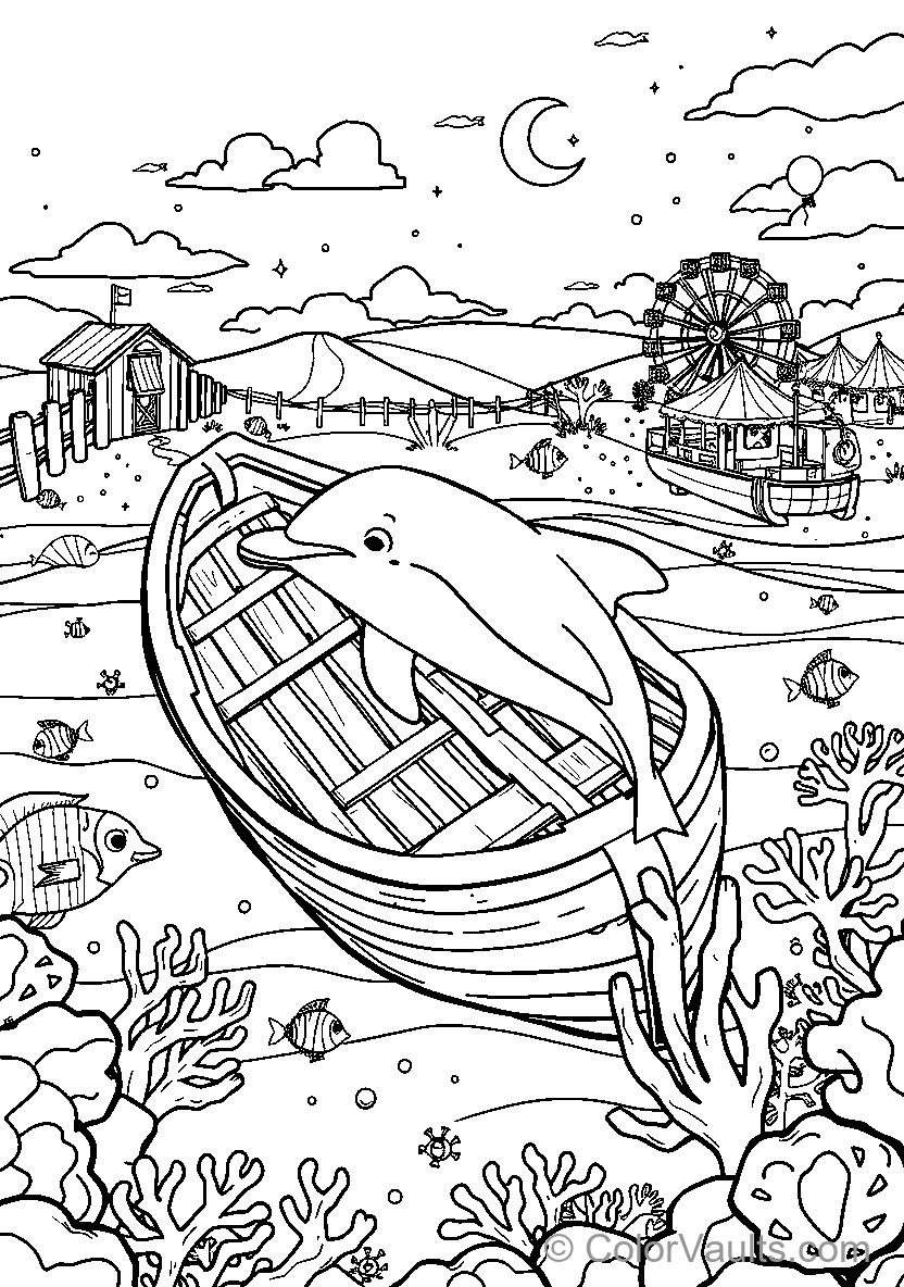 Dolphin In A Boat Under Water