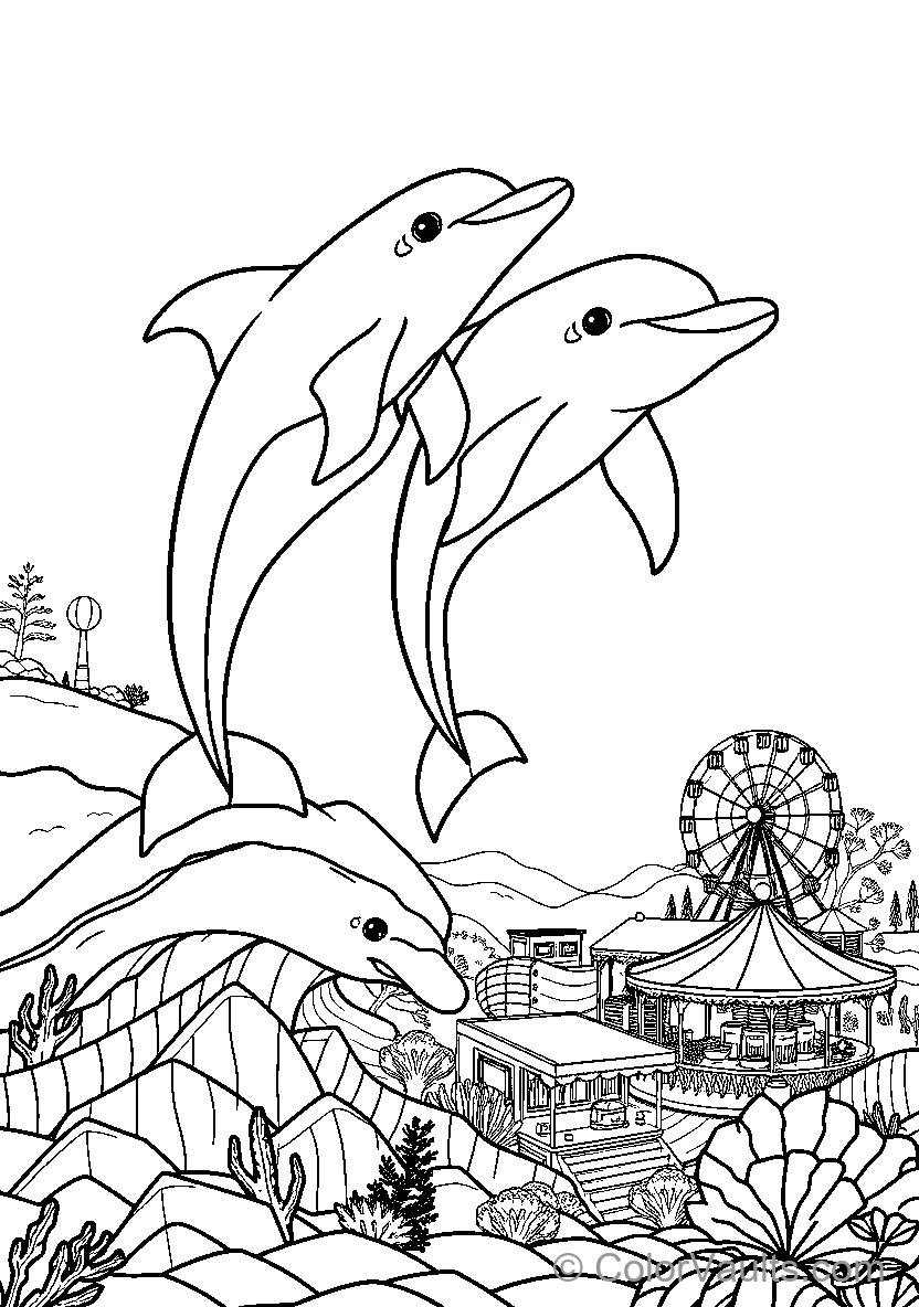 Dolphins At An Amusement Park