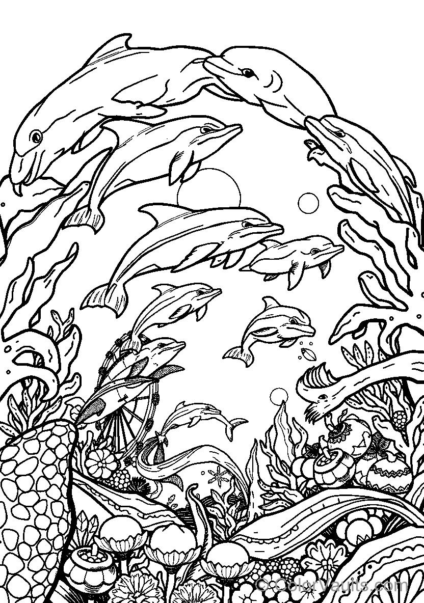 Dolphins In An Underwater Garden