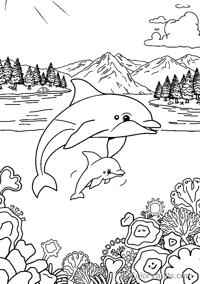 Dolphins In An Underwater Landscape