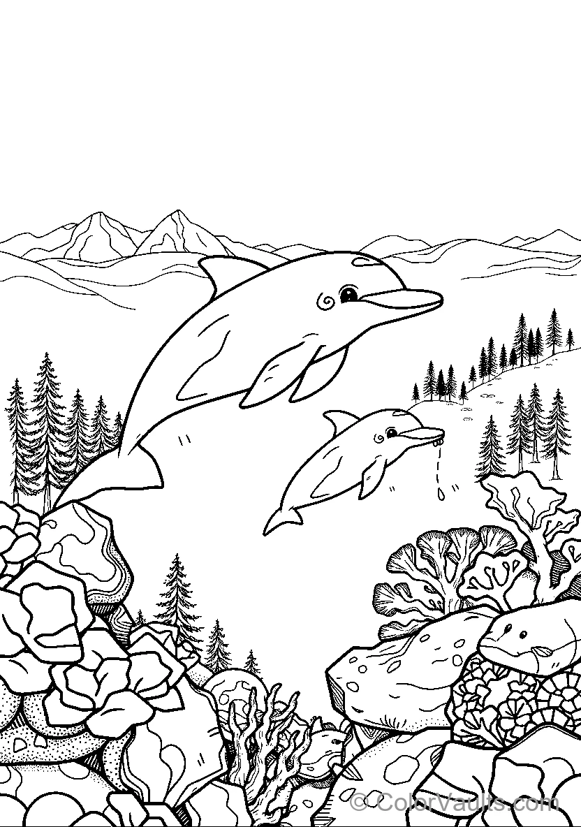 Dolphins In An Underwater Landscape (Scene 2)