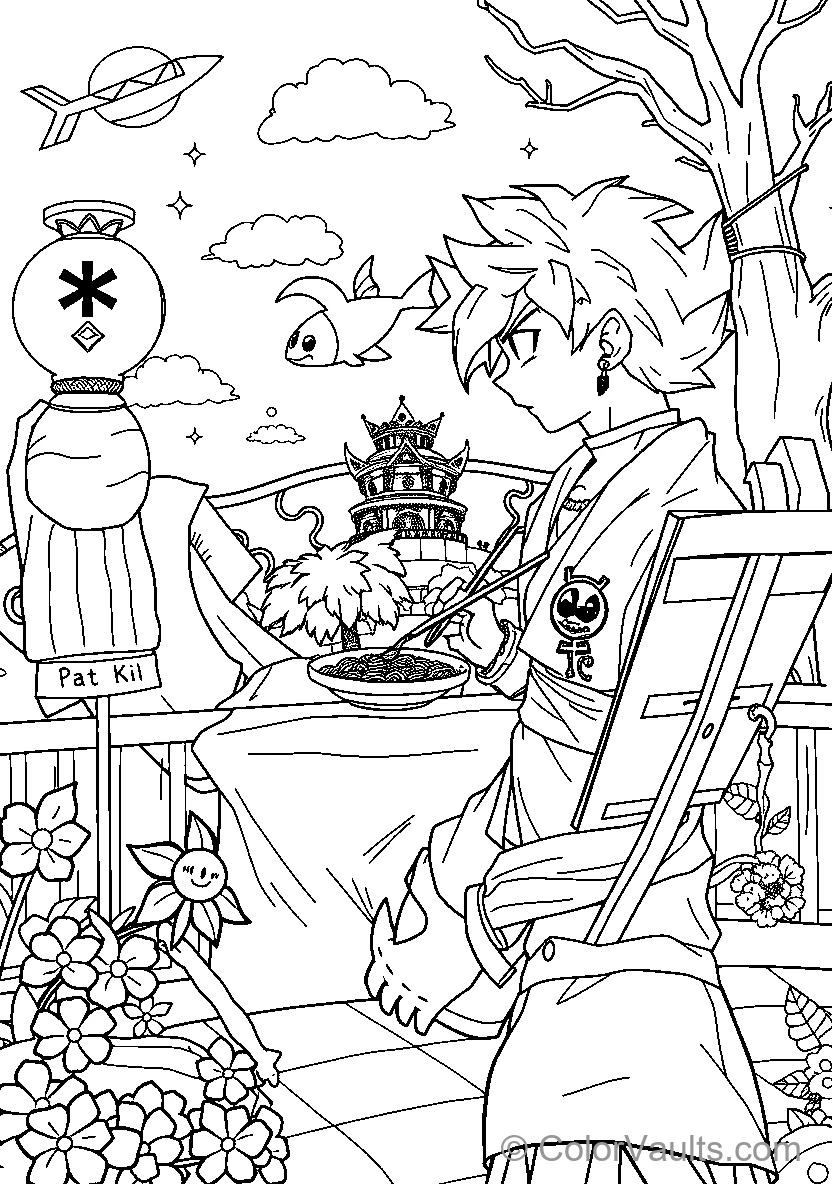 Character Enjoying Ramen