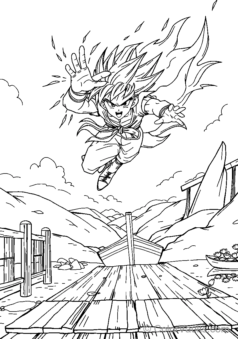 Character In Super Saiyan Form Leaping