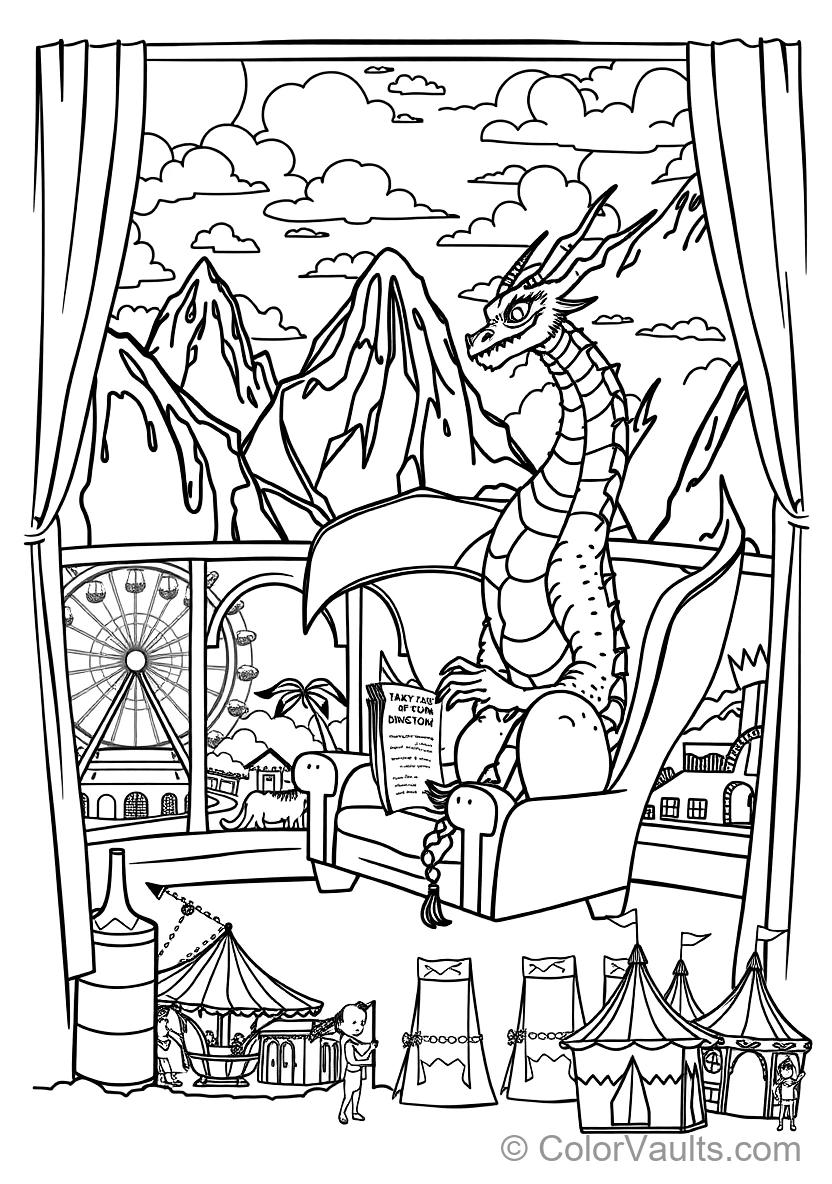 Majestic European Fire Dragon with Scales Perched