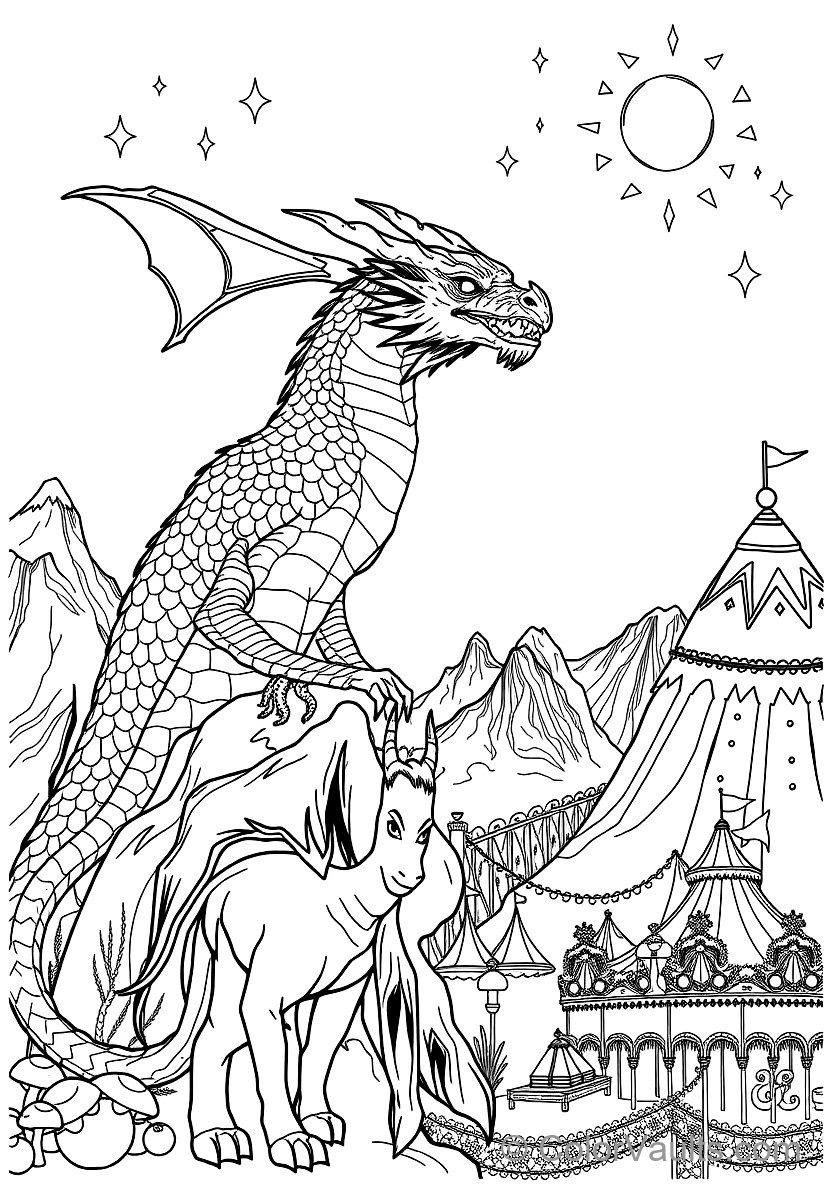 Majestic European Fire Dragon with Scales Perched (Scene 4)