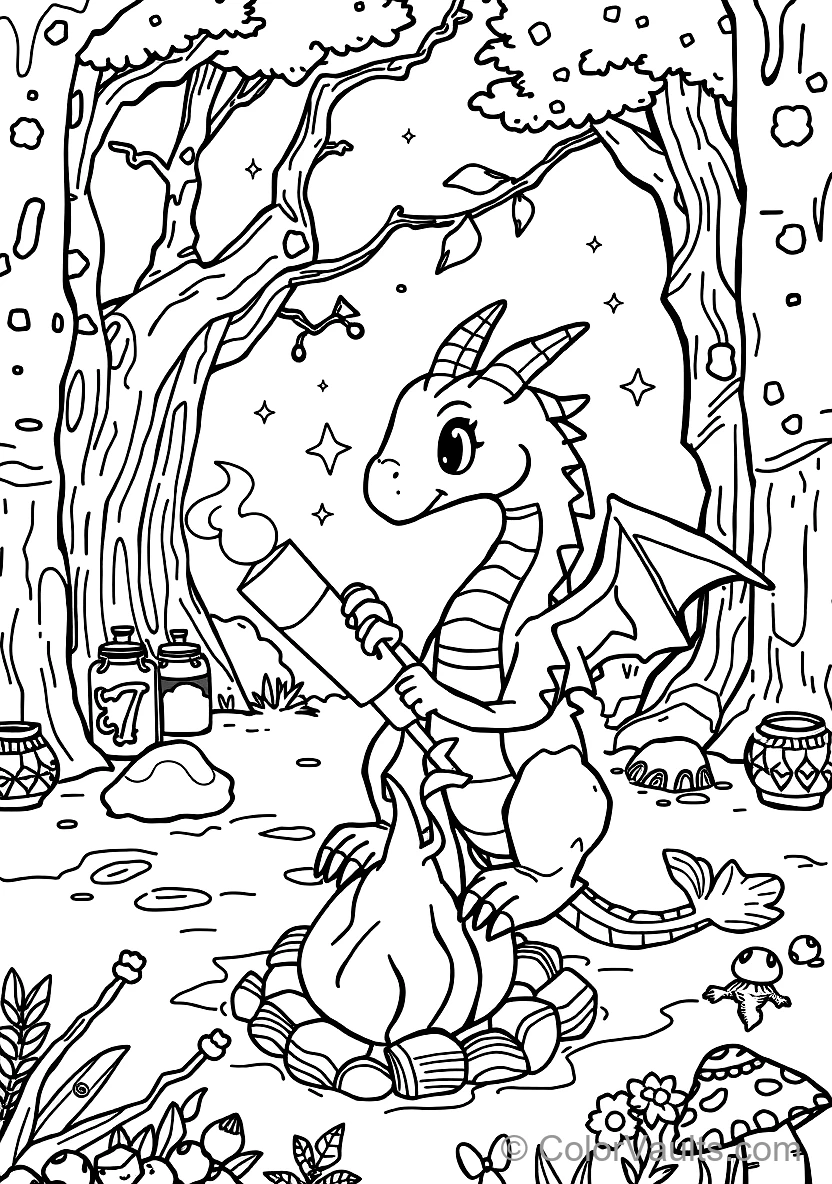 Friendly Baby Dragon Roasting a Marshmallow on a Stick (Scene 4)