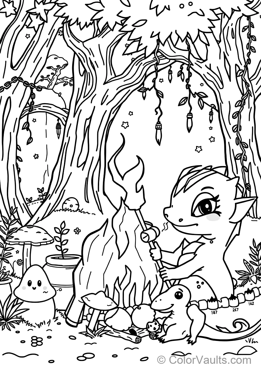 Friendly Baby Dragon Roasting a Marshmallow on a Stick (Scene 5)