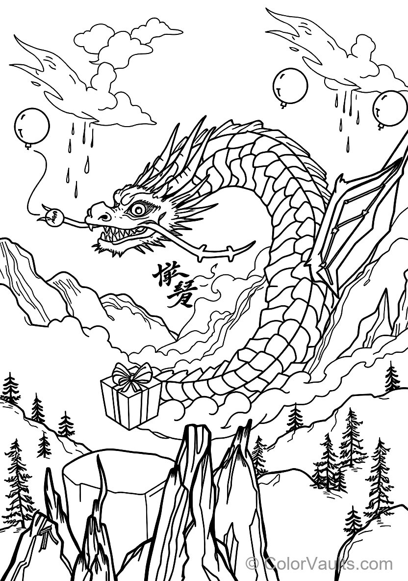 Graceful Eastern Water Dragon Spiraling Through Misty (Scene 5)