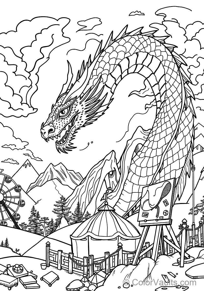 Graceful Eastern Water Dragon Spiraling Through Misty (Scene 6)